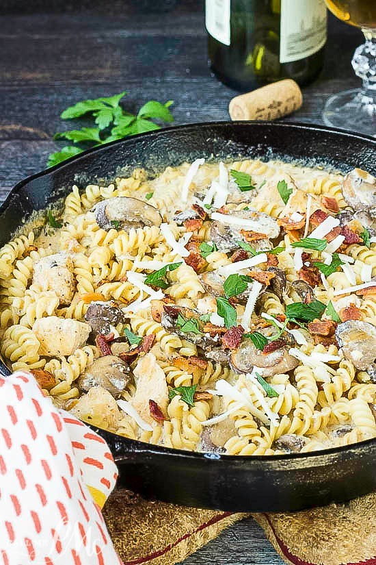 Stove Top Chicken Ricotta Pasta is full of chicken, bacon, mushrooms and more. Bonus? It's ready in less than 30 minutes! Stove Top Chicken Ricotta Pasta