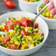 Sweet and Sour Marinated English Pea and Corn Salad