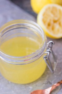 dessert lemon sauce in glass jar.