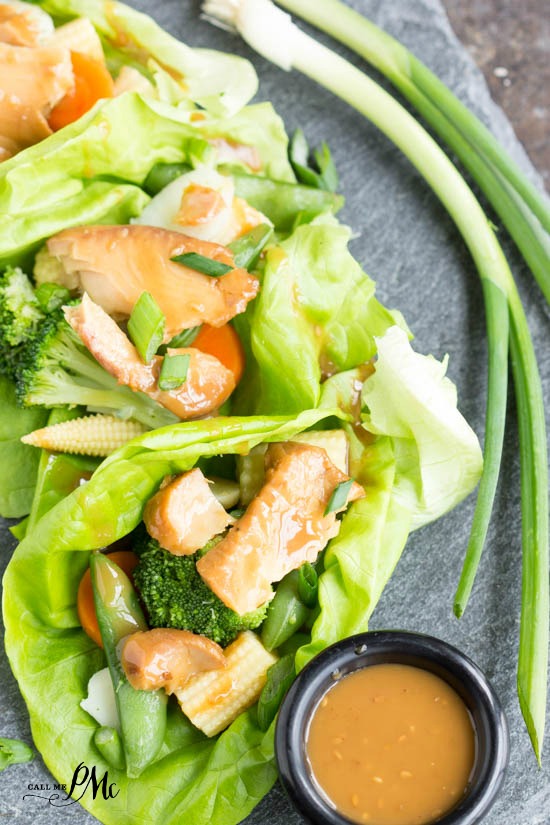 Asian Tilapia Lettuce Wraps on a tray.