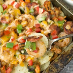 Cajun Etouffee Nachos recipe - easy crowd-pleasing nachos, great for game day and entertaining appetizer, snack or meal!
