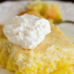 plated slice of lemon lava cake.