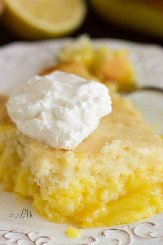 Easy Lemon Lava Cake is silky and luscious. This cake recipe is simple and easy to make! #cake #lavacake #easycake #dessert #fromscratch #lemon