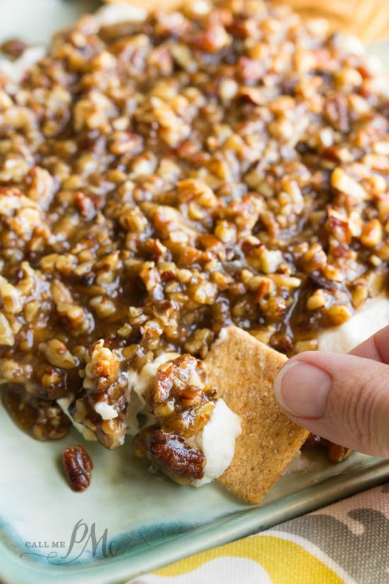 The perfect sweet and salty combo with a brown sugar and mustard sauce over a seasoned cream cheese,French Quarter Pecan Cheese Spread Recipe pecan cream cheese spread