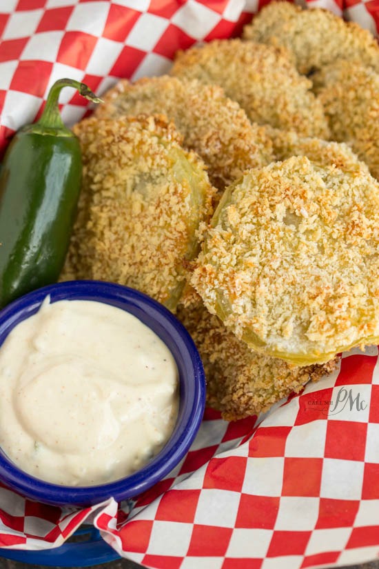 Panko Crusted Baked Fried Green Tomatoes with Lulus Wow Sauce 