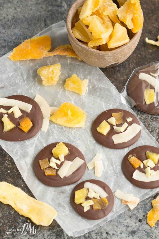 Tropical Dried Fruit Chocolate Bites salty and sweet and is the perfect healthy homemade snack recipe