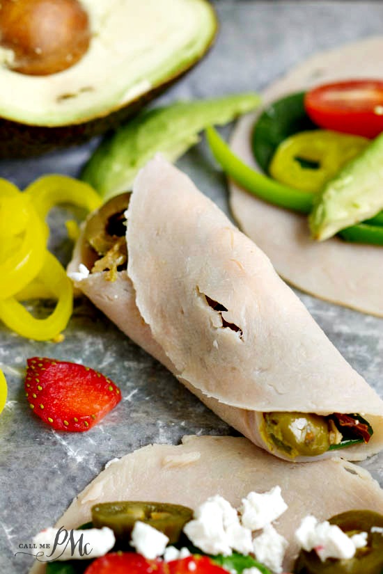 Deli Meat Roll Ups make a lunch. Easy lunch recipe. These roll ups are an easy way to get protein and vegetables without the carbs.