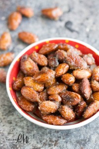 small bowl of flavored almonds.