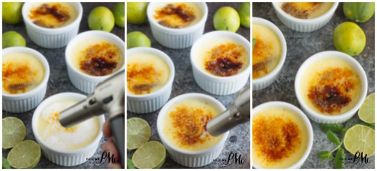 Key Lime Cheesecake Creme Brulee Recipe -A creamy and delicious creme brûlée recipe has Key lime cheesecake baked in for a tasty change on a classic.