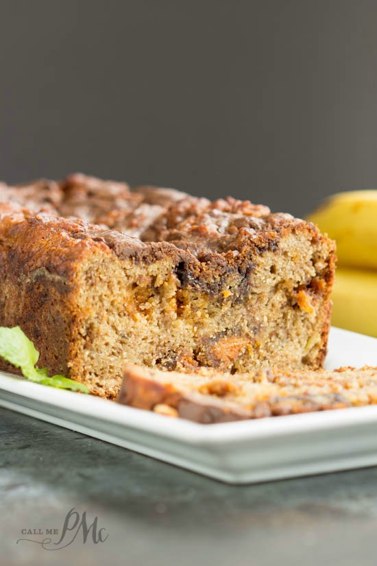 Nutella Swirled Peanut Butter Roasted Banana Bread recipe is loaded with chocolate flavor. Nutella Swirled Peanut Butter Roasted Banana Bread recipe makes a tasty breakfast, snack or dessert. Great for gifts.