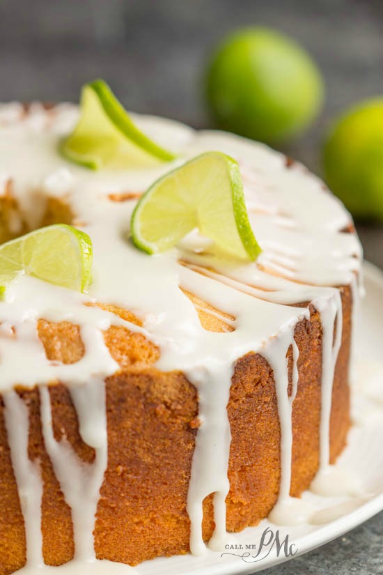 Scratch made Key Lime Pound Cake Recipe with Key Lime Glaze - A sweet, moist, dense key lime pound cake drizzled with a tart key lime glaze.