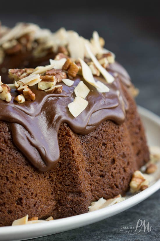 Chocolate Praline Bundt Cake is a decadent bundt cake recipe that's smothered with chocolate ganache. #MixUpAMoment