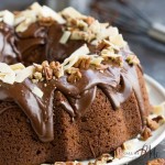 This rich and tender chocolate cake has a container of coconut pecan frosting baked into it giving it a moist and buttery flavor.