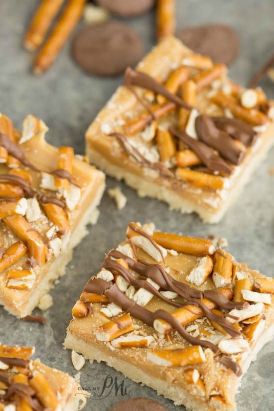 Crunchy Millionaire's Shortbread recipe - crunchy, sweet and salty, this hits all the cravings. shortbread dessert with chocolate, caramel, and pretzels.