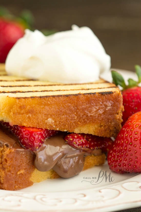 Nutella Strawberry Grilled Pound Cake Sandwiches recipe decadence defined. Dessert panini.