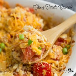 Cheesy Tomato Casserole Recipe is a simple and delicious side dish. #cheese #comfortfood #fresh #baked #recipes #tomatoes #vegetables #casserole #easy #vegetables #quick #dinner #sidedish