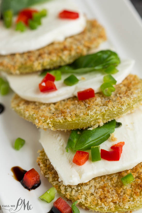 Oven Fried Green Tomato Caprese Recipe with Balsamic Reduction recipe flavor, texture, color, and nutrients. This is a must make salad recipe.