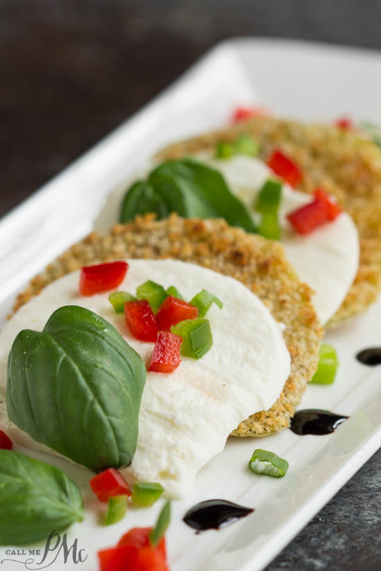 Oven Fried Green Tomato Caprese Recipe with Balsamic Reduction 