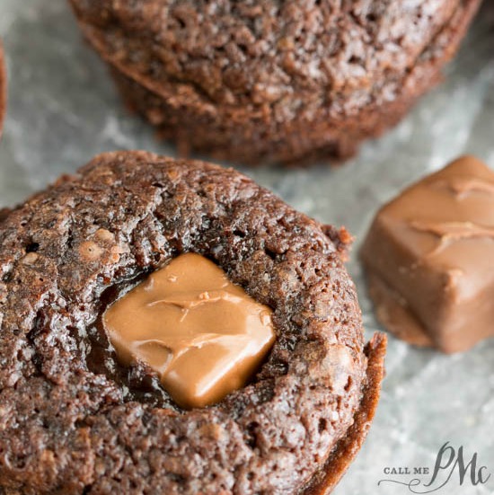 brownie bites stuffed with Snickers candy bar.