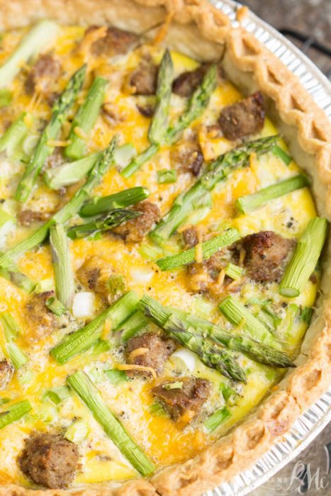 Turkey Sausage Asparagus Quiche  