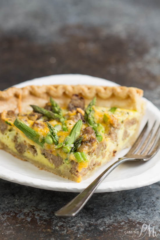 Turkey Sausage Asparagus Quiche is an easy breakfast casserole recipe that's ready in 30 minutes.