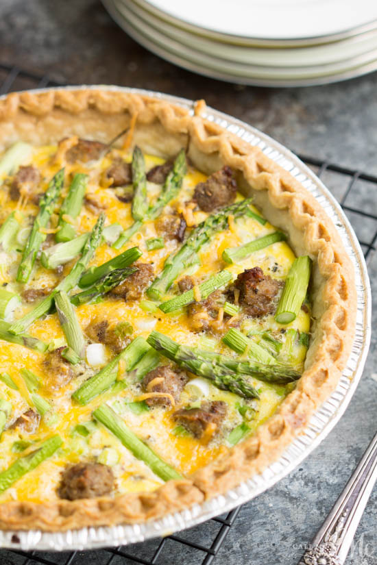 Turkey Sausage Asparagus Quiche is a Foolproof Quiche recipe. Full of flavor and easy to make!