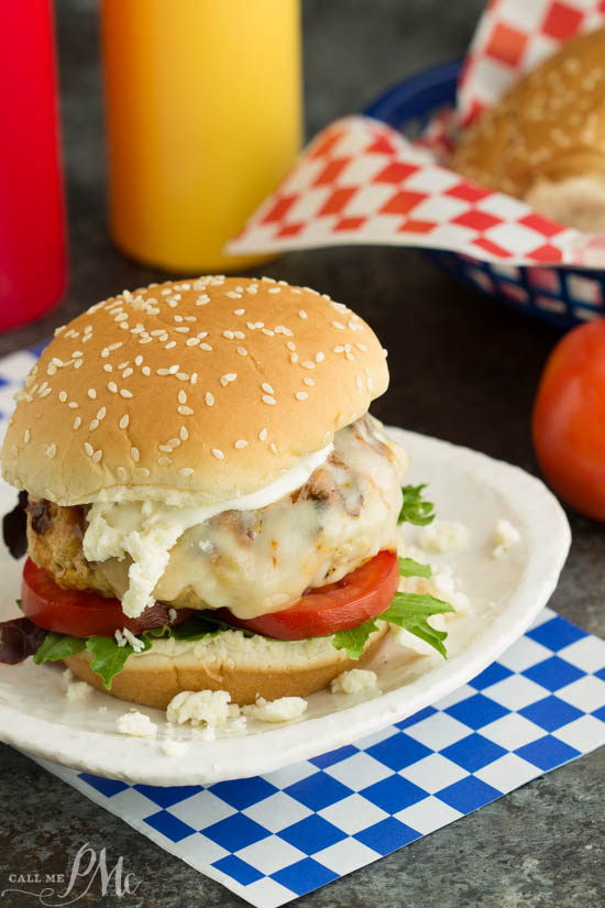 Buffalo Style Chicken Burgers with Easy Blue Cheese Ranch Dressing Recipe, juicy chicken burgers have the same flavors as the ever-popular chicken wings.