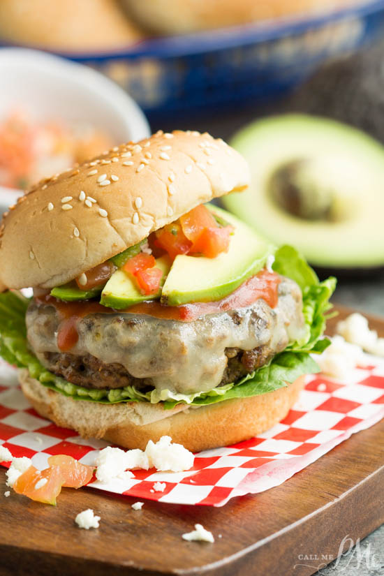 This Enchilada Burger Recipe is packed with flavorful Tex-Mex seasoning. #burgermonth