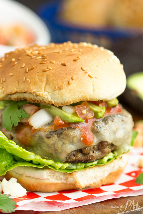 This Enchilada Burger Recipe is packed with flavorful Tex-Mex seasoning. #burgermonth