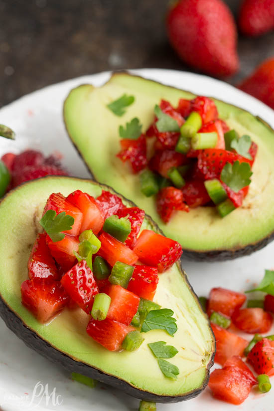 Strawberry Salsa Stuffed Avocados recipe. Strawberry Salsa Filled Avocados the combination of sweet, spicy, creamy, and crunchy is so good!