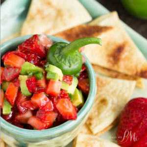 Strawberry Avocado Jalapeno Salsa with Baked Cinnamon Tortilla Chips