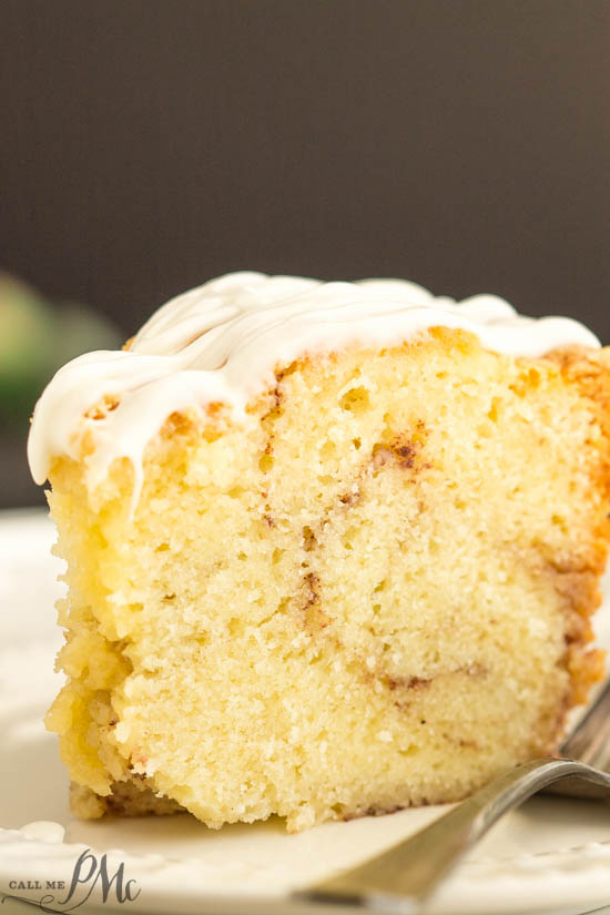 Homemade Sour Cream Cinnamon Roll Pound Cake Recipe with Cream Cheese Frosting