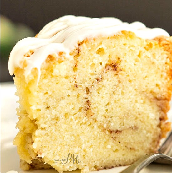 Homemade Sour Cream Cinnamon Roll Pound Cake Recipe with Cream Cheese Frosting