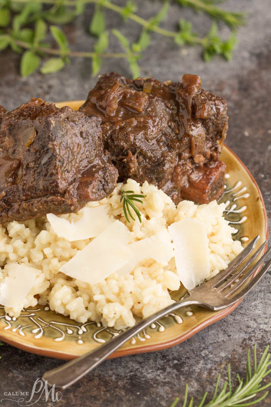 Molasses Pomegranate Short Ribs with Basic Risotto 