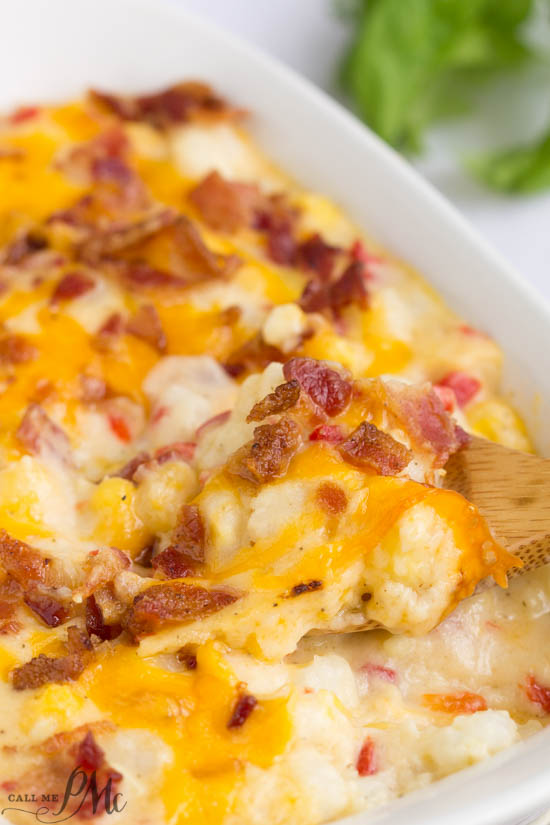 This Hominy Au Gratin casserole recipe is easy to make and super creamy. Hominy Au Gratin is an old fashioned southern staple that is a tasty and filling cheese and bacon topped side dish. Comfort food at it's best. A Casserole with bacon.