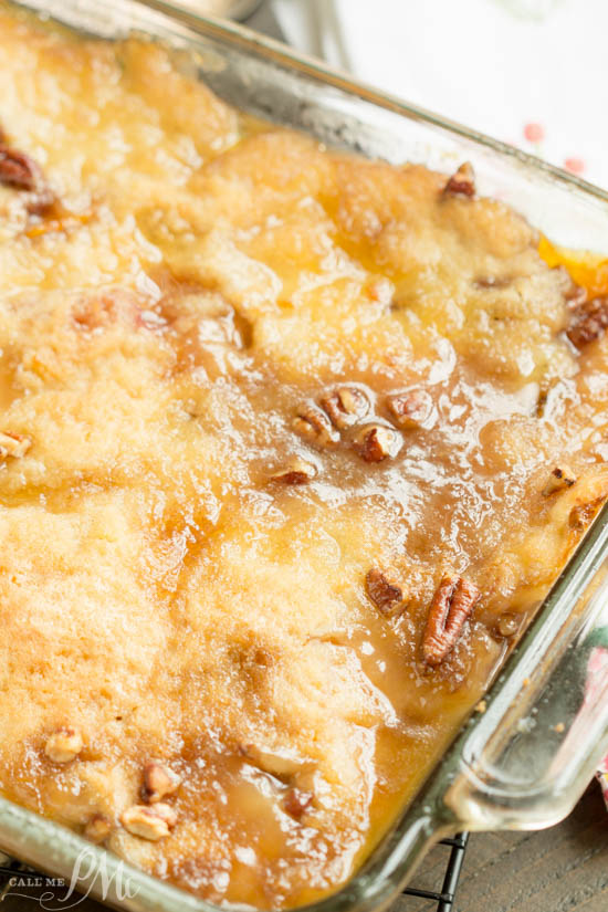 Peach Pecan Cobbler, a sweet and buttery dessert recipe that's loaded with fresh peaches and toasted pecans. This simple and easy dessert comes together in one pan. Peach Pecan Cobbler