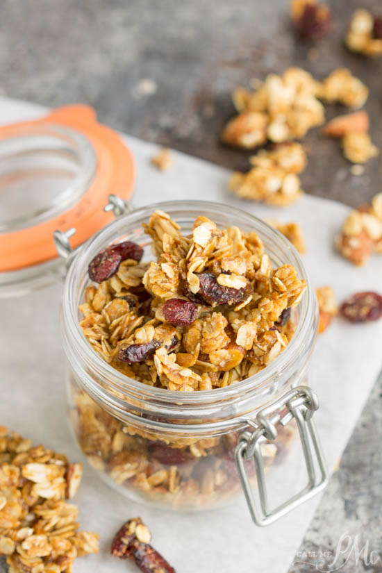 Dried Cherry Almond Granola Clusters is a fabulous homemade granola that is so easy. This granola recipe is highly customizable and great for snacking!