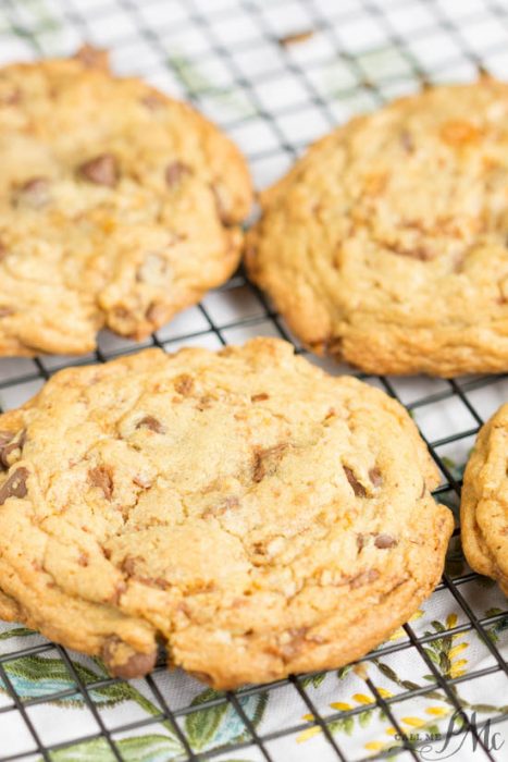 Loaded Butterfinger Chocolate Chip Toffee Cookies