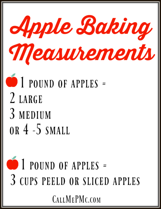 Apple Baking Measurements chart.