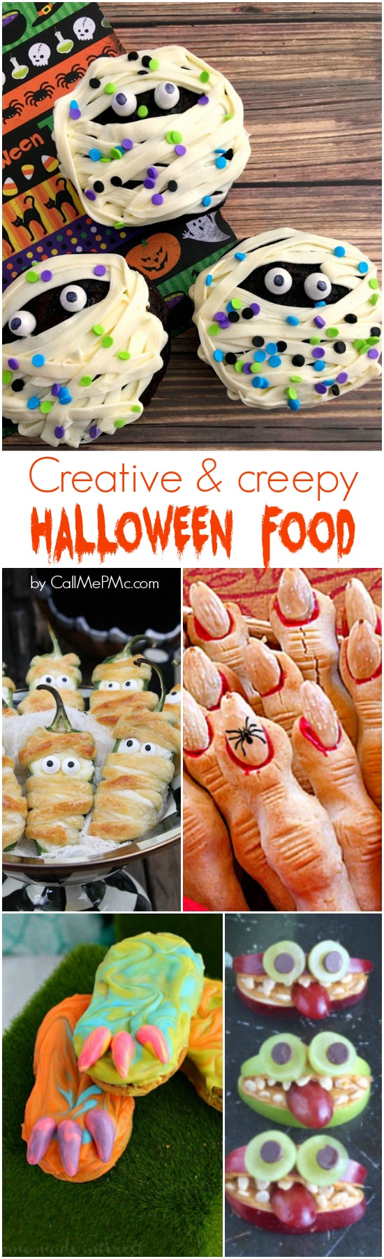 Kids and adults alike love Creative Creepy Halloween Food. Have fun reviewing the recipes below and make them for your Halloween parties or kids' snacks.