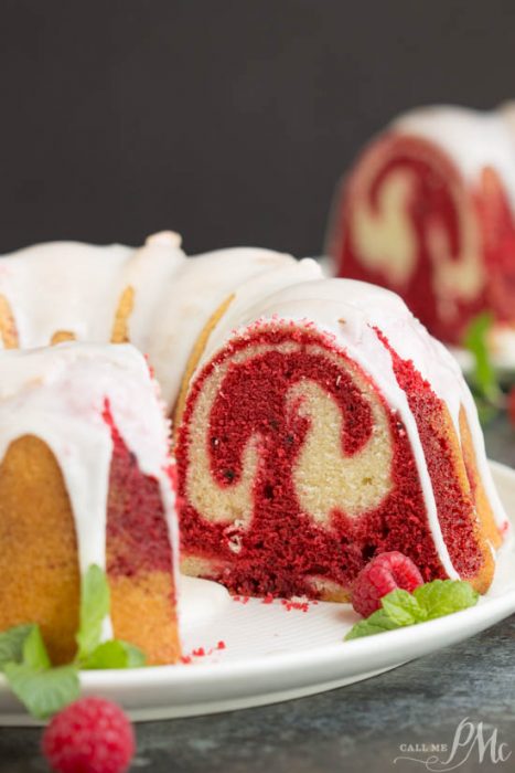 Vanilla Red Velvet Marbled Pound Cake  