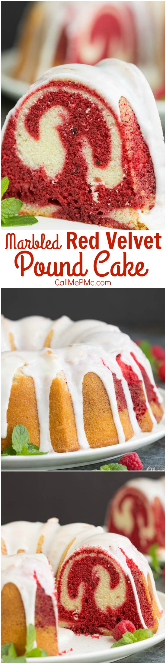 Vanilla Red Velvet Marbled Pound Cake Recipe is the best of two desserts in one! It's rich, dense, buttery, and decadent. #redvelvet #redvelvetcake #cake #poundcake #poundcakepaula #bundt cake #butter #baked #fromscratch #homemade #easy #classic #moist #Southern Vanilla Red Velvet Marbled Pound Cake