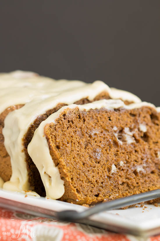 Chocolate Pumpkin Bread Recipe with Browned Butter Maple Glaze is moist, soft, and not overly sweet... except for the delectable Browned Butter Maple Glaze! Chocolate Pumpkin Bread