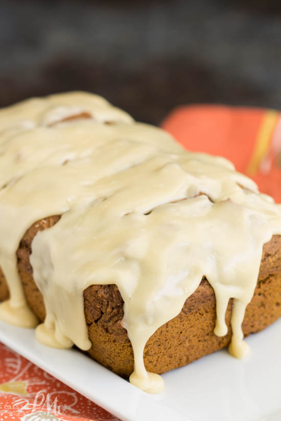 Chocolate Pumpkin Bread Recipe with Browned Butter Maple Glaze is moist, soft, and not overly sweet... except for the delectable Browned Butter Maple Glaze! Chocolate Pumpkin Bread