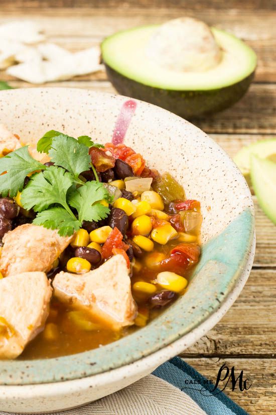 Healthy Slow Cooker Tex Mex Chicken Soup recipes is a one-pot meal that's full of those authentic Mexican flavors you love. #healthy #slowcooker #crockpot #chicken #soup #blackbeans #corn 