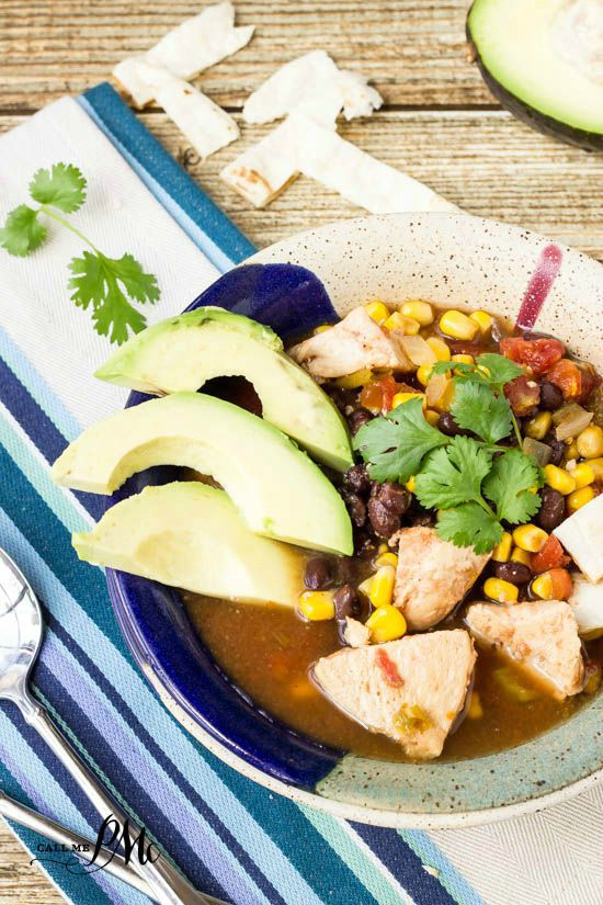 Healthy Slow Cooker Tex Mex Chicken Soup recipes is a one-pot meal that's full of those authentic Mexican flavors you love. #healthy #slowcooker #crockpot #chicken #soup #blackbeans #corn Healthy Slow Cooker Tex Mex Chicken Soup