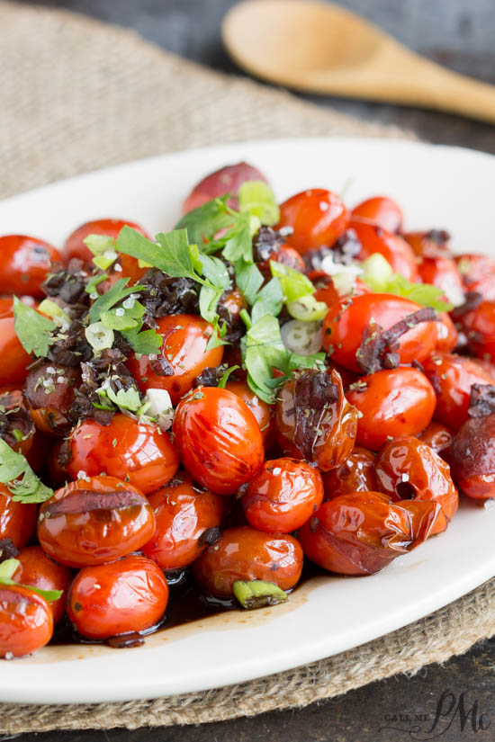 Blistered Grape Tomatoes are tasty and healthy side dish that literally takes less than 10 minutes to make!