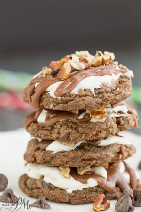 Mississippi Mud Cookies with Marshmallow Fluff and Chocolate Frosting 