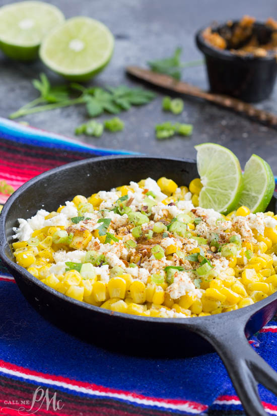 Skillet Mexican Street Corn  cilantro, and green onions.