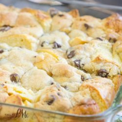 Chocolate Chip Cookie Dough Bread Pudding is indulgent meets comfort in this easy yet rich and satisfying dessert!